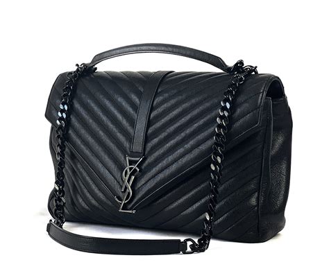 ysl college large black gold|College Large Chain Bag In Quilted Leather .